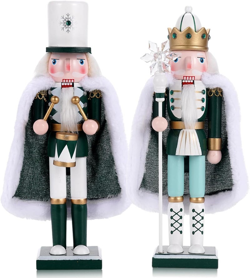 Tpudn Store 2 Pcs Wooden Christmas Decorations Nutcracker Soldier, 30CM Traditional Painted Nutcracker Figures,Festive Collectible Christmas Ornament Gift for Family Friends - Image 1